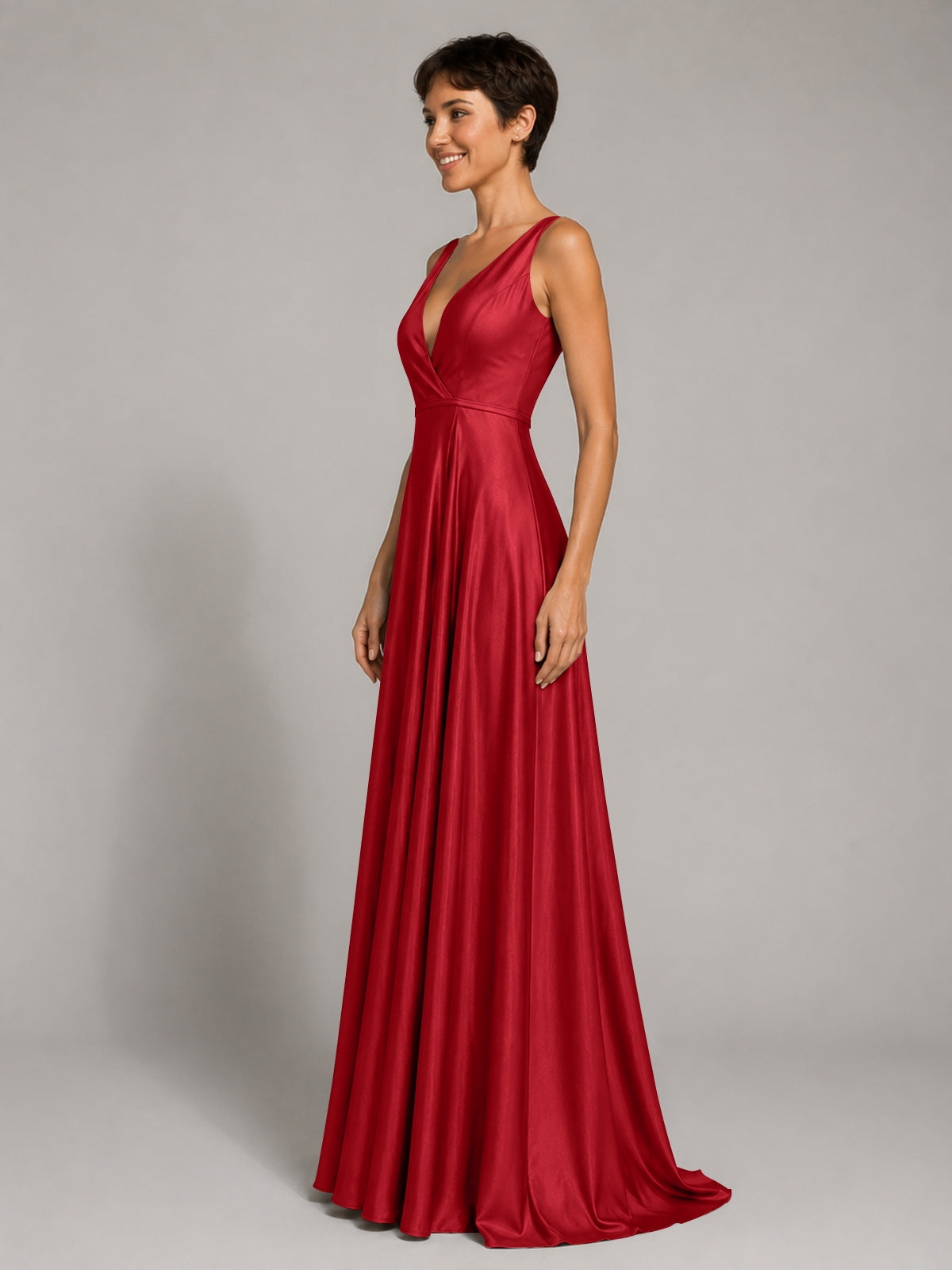 A-line Bridesmaid Dress with Cross-Over Bodice