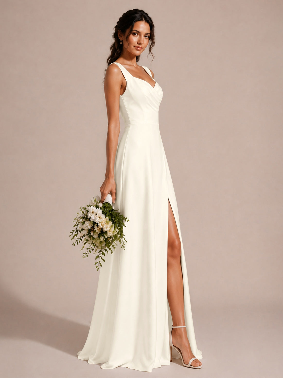 Sweetheart Neckline Bridesmaid Dress with Wide Straps