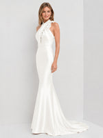 Silk-like Bridesmaid Dress with 3D Floral