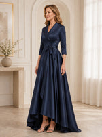 Surplice Neck Mother of the Bride Dress with Sash