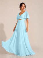 Cowl Neck Bridesmaid Dress with Cut-Out Detail