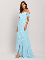 Sweetheart Neckline Bridesmaid Dress with Ruffled Details