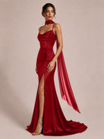 Mermaid Bridesmaid Dress with Neck Scarf