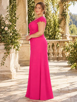 Sequin Applique Lace Shoulders Dress-Plus Size