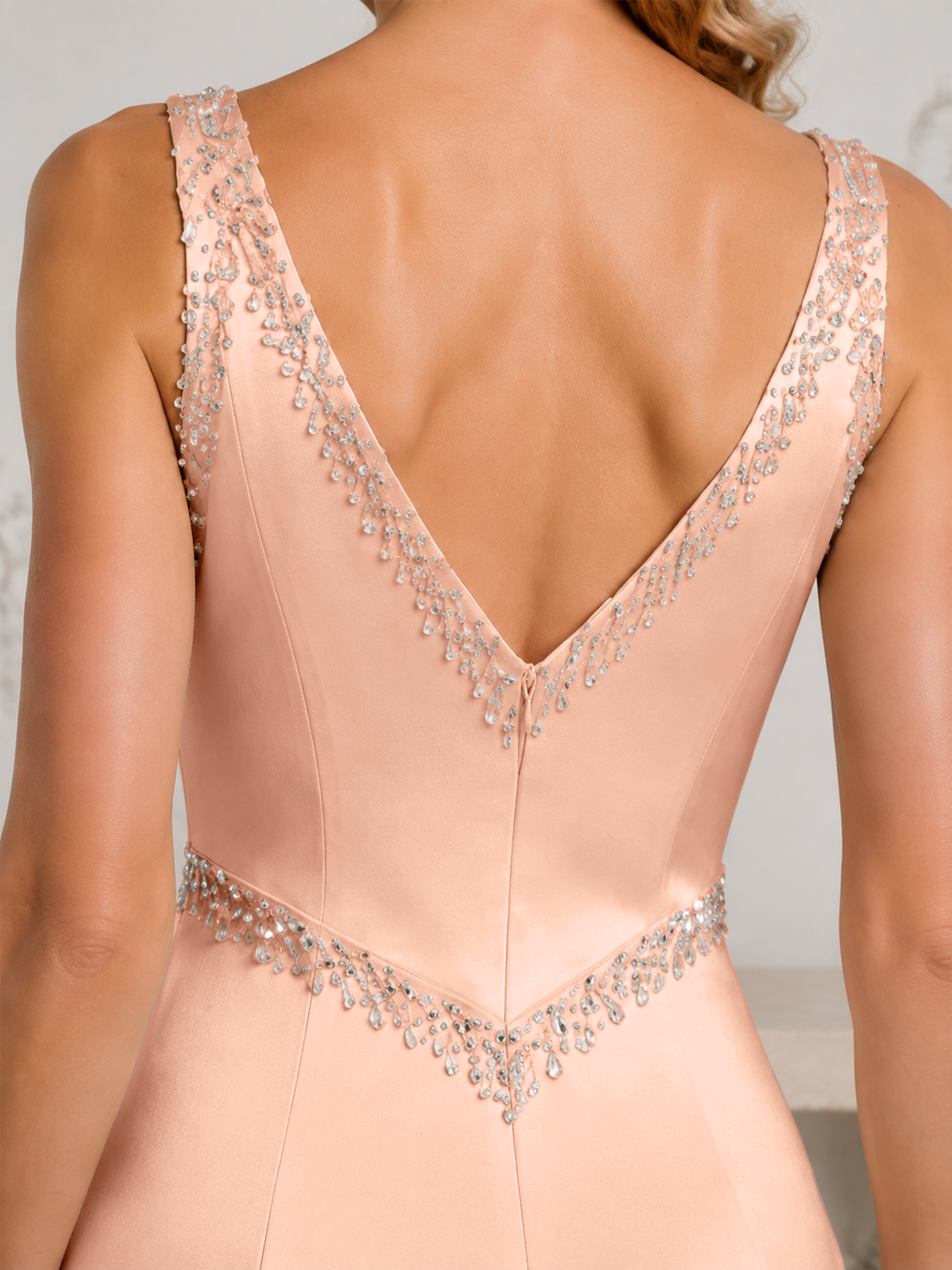 Satin Prom Dress with Crystal Detail