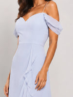 Sweetheart Neckline Bridesmaid Dress with Ruffled Details