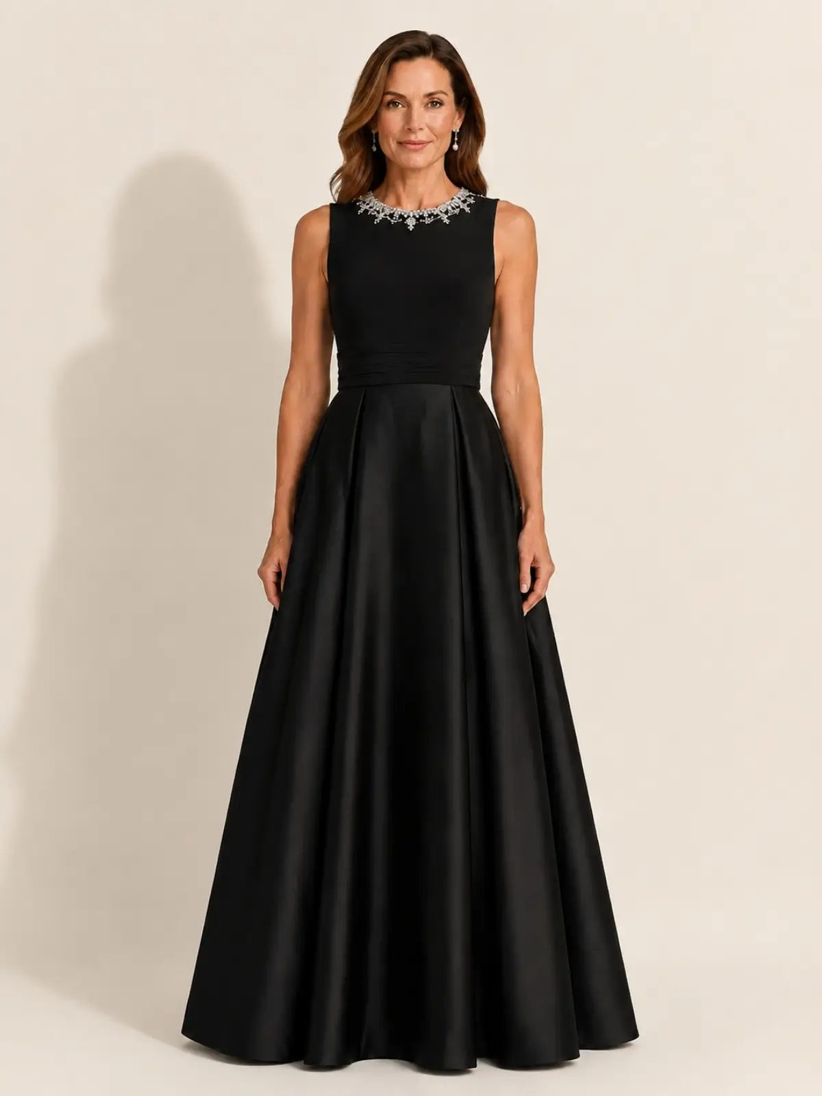 Round Neck Mother of the Bride Dress with Beaded