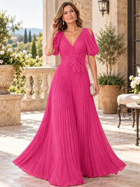 A-Line Mother of the Bride Dress with Feather Details