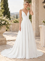 Satin A-Line Wedding Dress with Applique Details