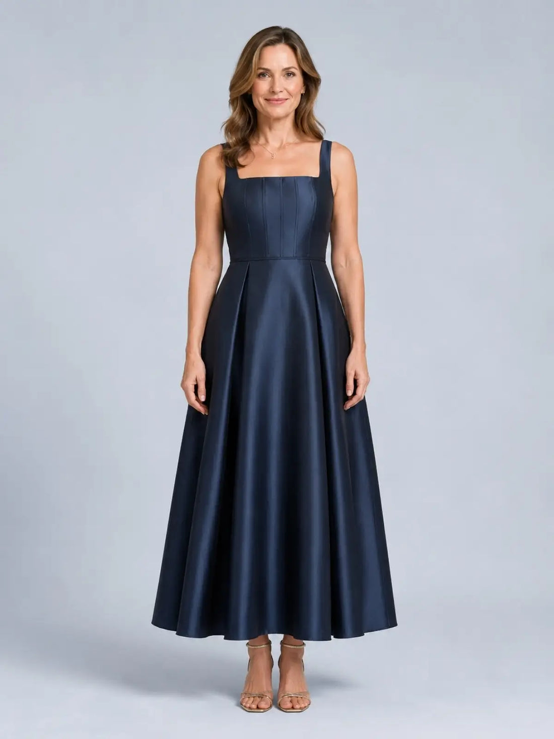 Square Neck Mother of the Bride Dress with Corset Bodice