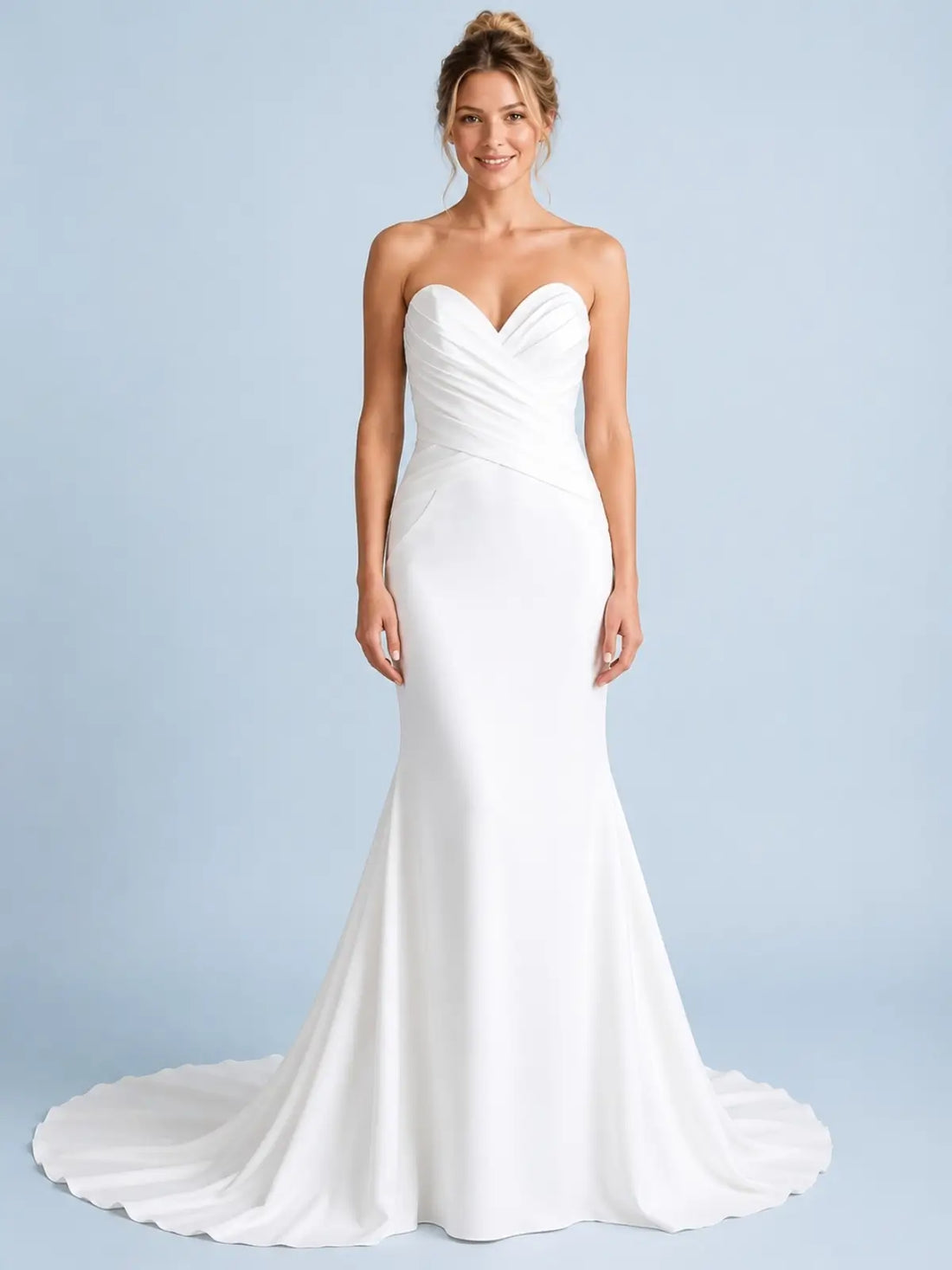 Stretch Satin Wedding Dress with Cross-over Bodice