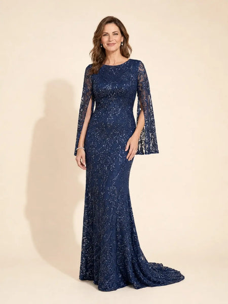 Sheath Mother of the Bride Dress with Split Bell Sleeves
