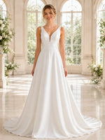 Satin Wedding Dress with Illusion Mesh Back