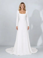 Stretch Crepe Wedding Dress with Long Sleeves