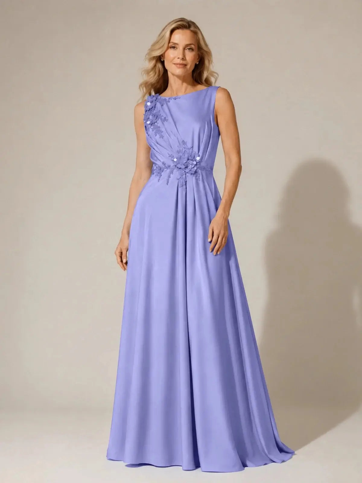 A Line Mother of the Bride Dress with 3D Flowers
