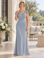 Sheath Mother of the Bride Dress with Cap Sleeves