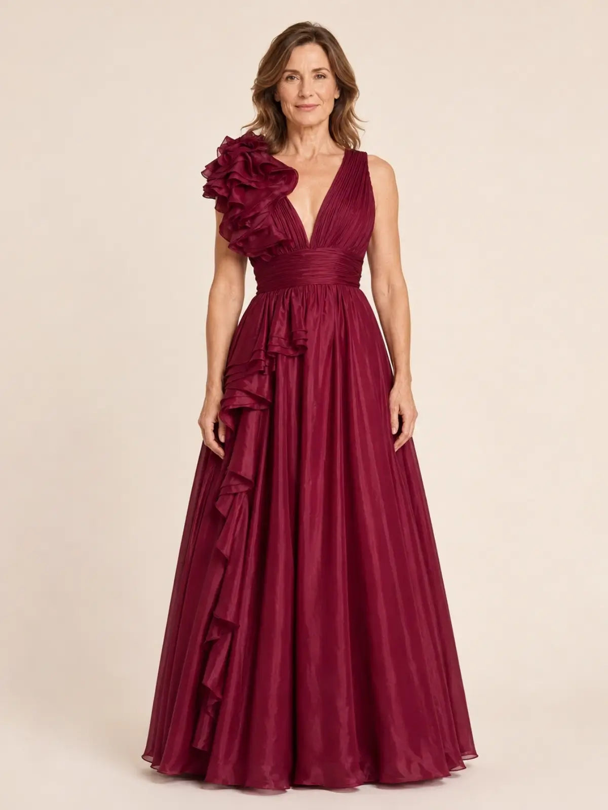 Chiffon Mother of the Bride Dress with Ruffle Detail