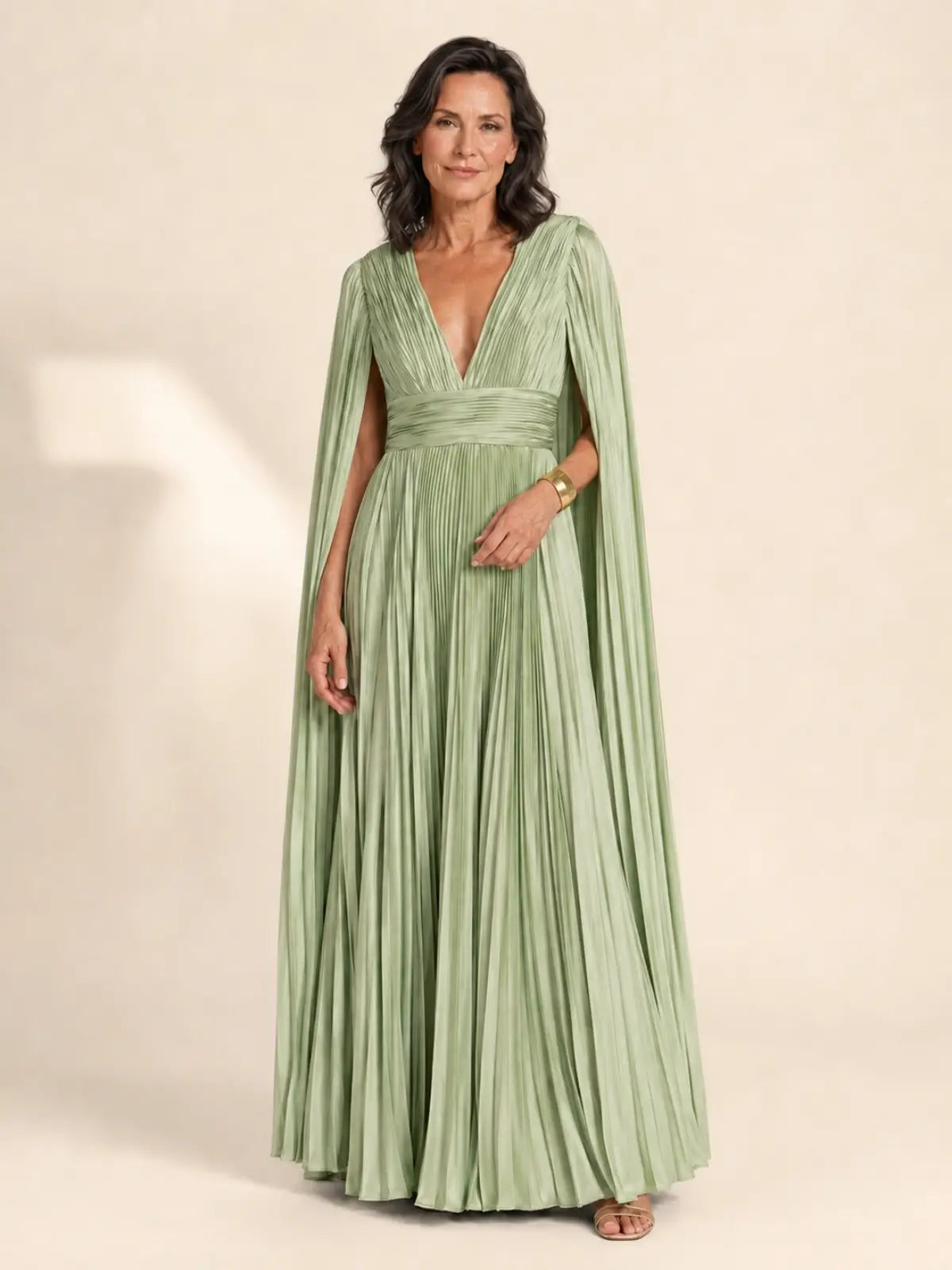 Chiffon Mother of the Bride Dress with Cape Sleeves