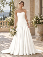 Sheath Wedding Dress with Court Train Detail