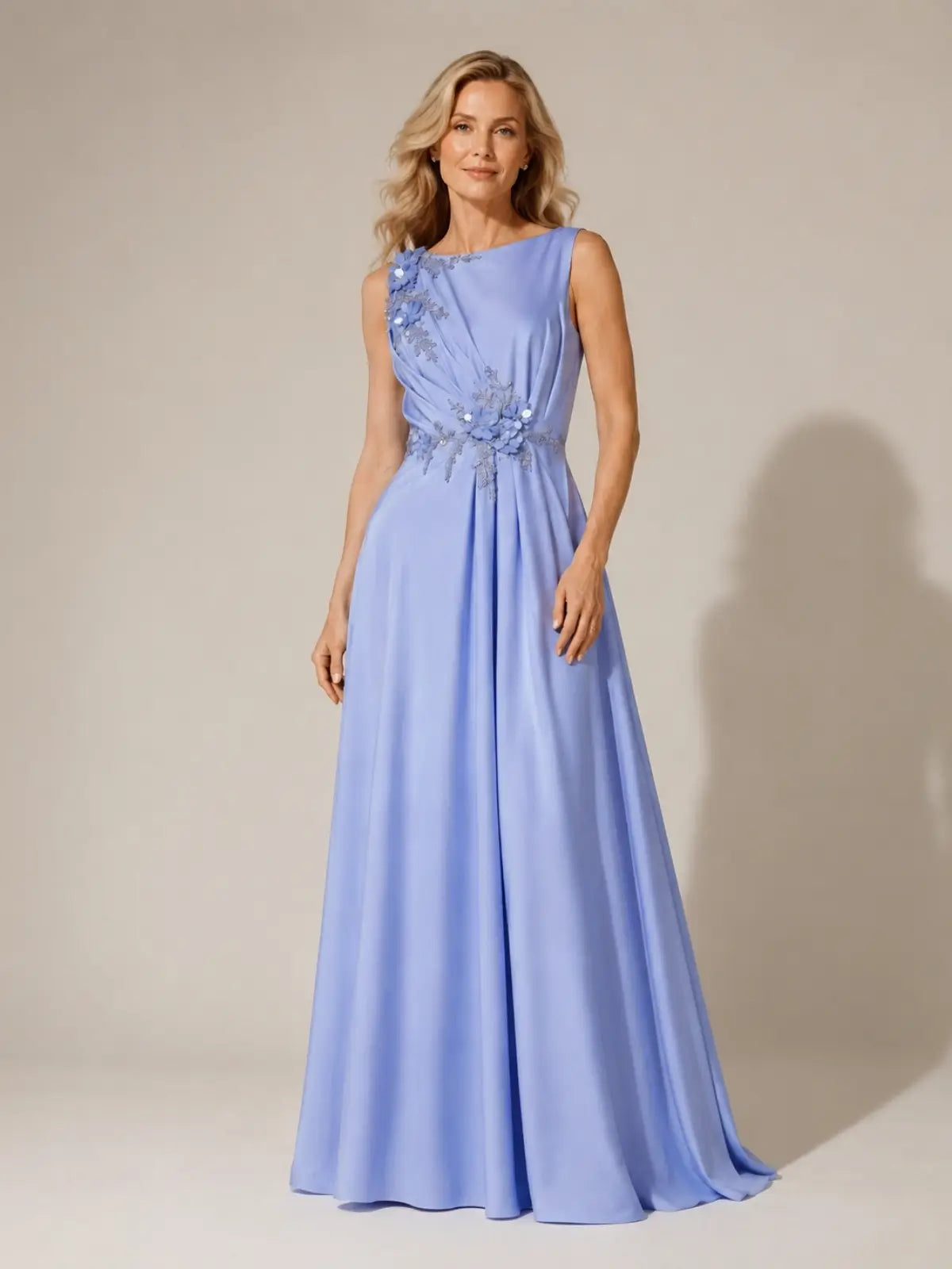 A Line Mother of the Bride Dress with 3D Flowers