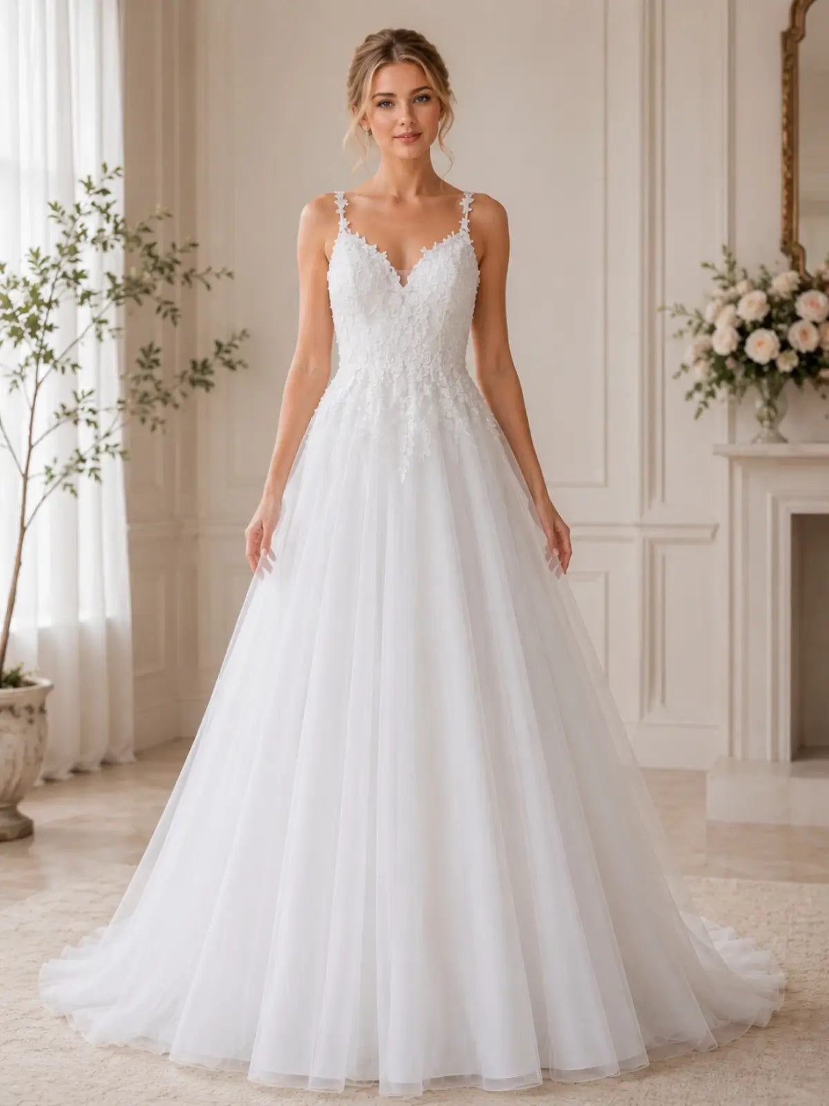 Tulle Wedding Dress with Cutout Details