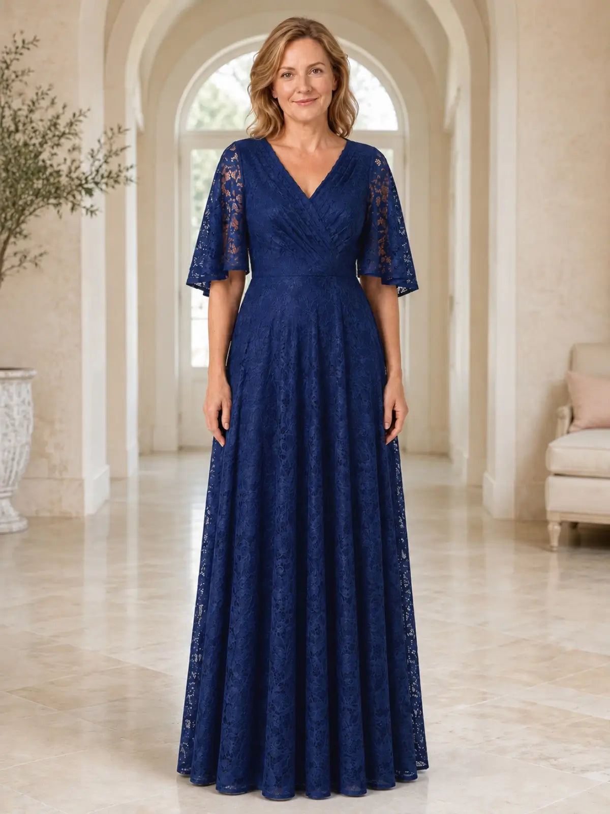 A-Line Lace Mother of the Bride Dress