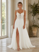 Spaghetti Strap Appliqued Wedding Dress