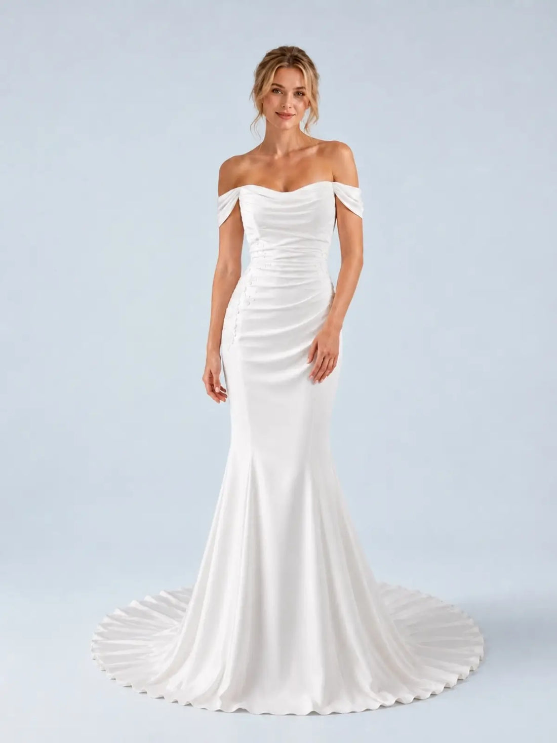 Off-the-Shoulder Wedding Dress with Appliques
