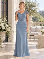 Sheath Mother of the Bride Dress with Cap Sleeves