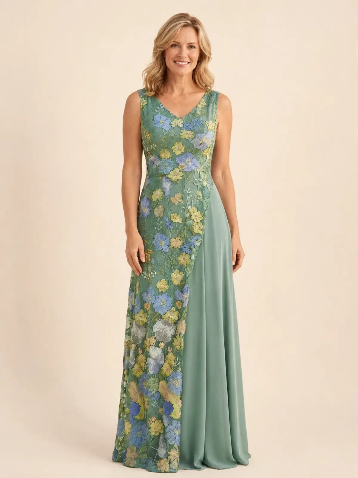 Lace Mother of the Bride Dress with Applique Details