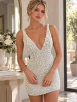 Pearl Embellished Homecoming Dress