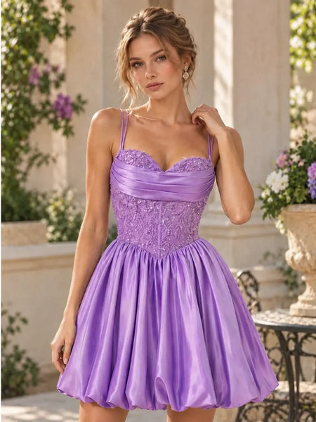 A-Line Homecoming Dress with Applique Details