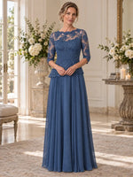 Boat Neck Mother of the Bride Dress with Ruched Waist Design