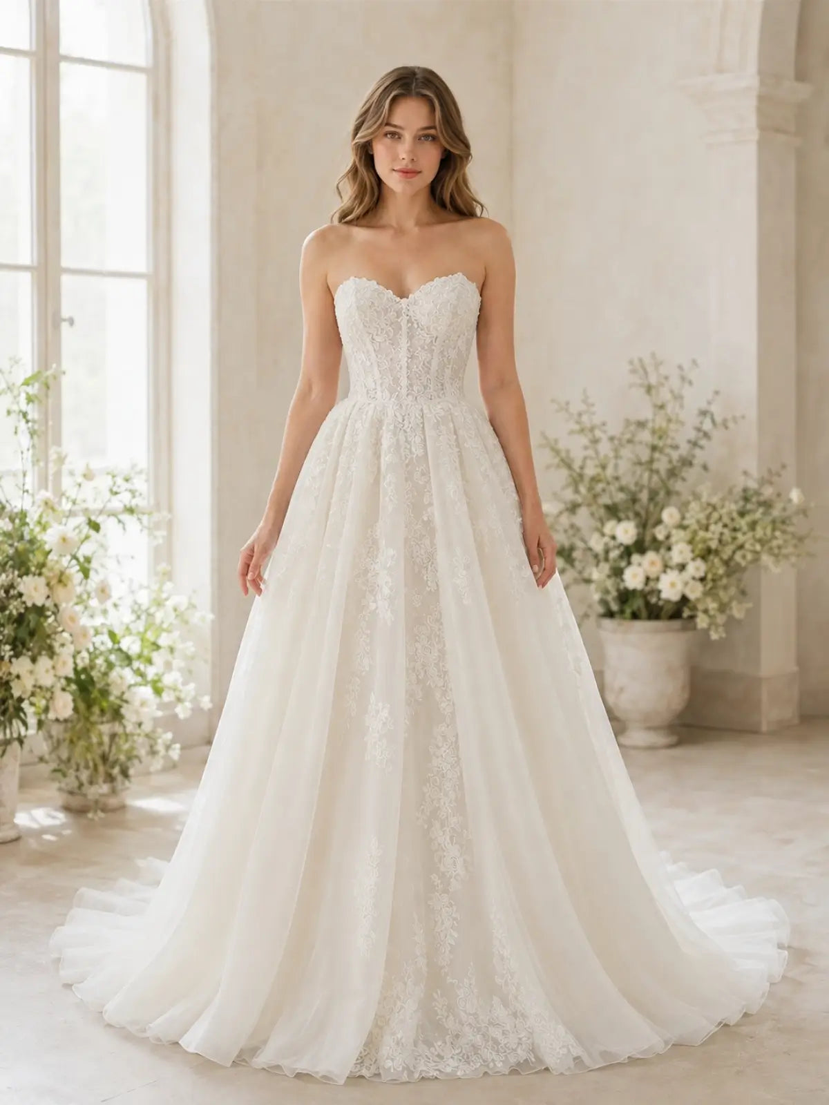 Elegant Tulle Ball Gown Wedding Dress