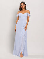 Sweetheart Neckline Bridesmaid Dress with Ruffled Details