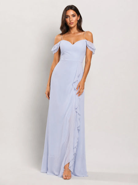 Sweetheart Neckline Bridesmaid Dress with Ruffled Details