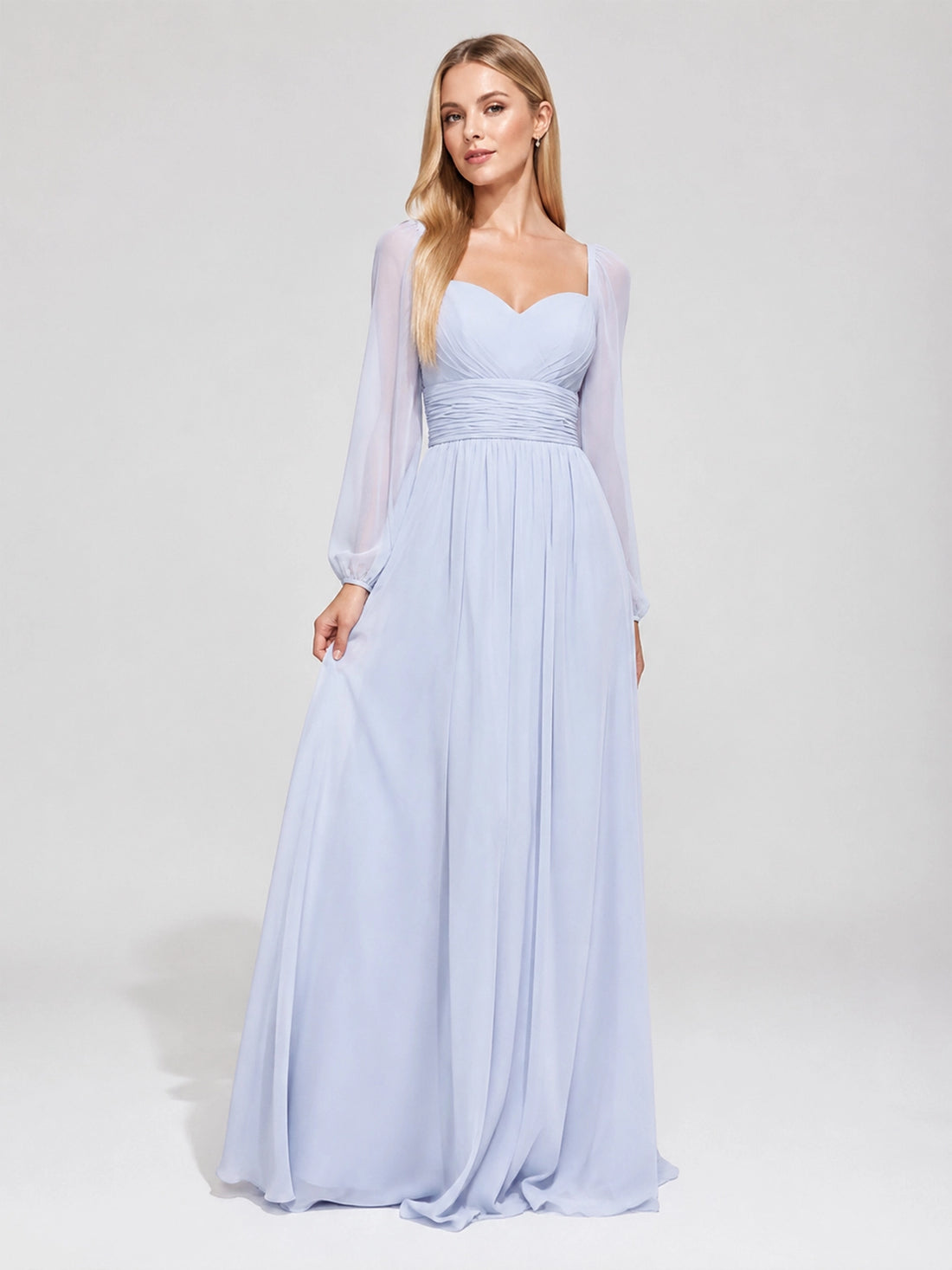 Elegant A-line Bridesmaid Dress with Long Sleeves
