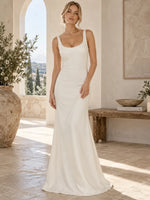 Scoop Neck Wedding Dress with Elegant Back Bow Detail