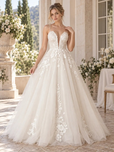 A-Line Wedding Dress with Illusion Mesh Back Detail