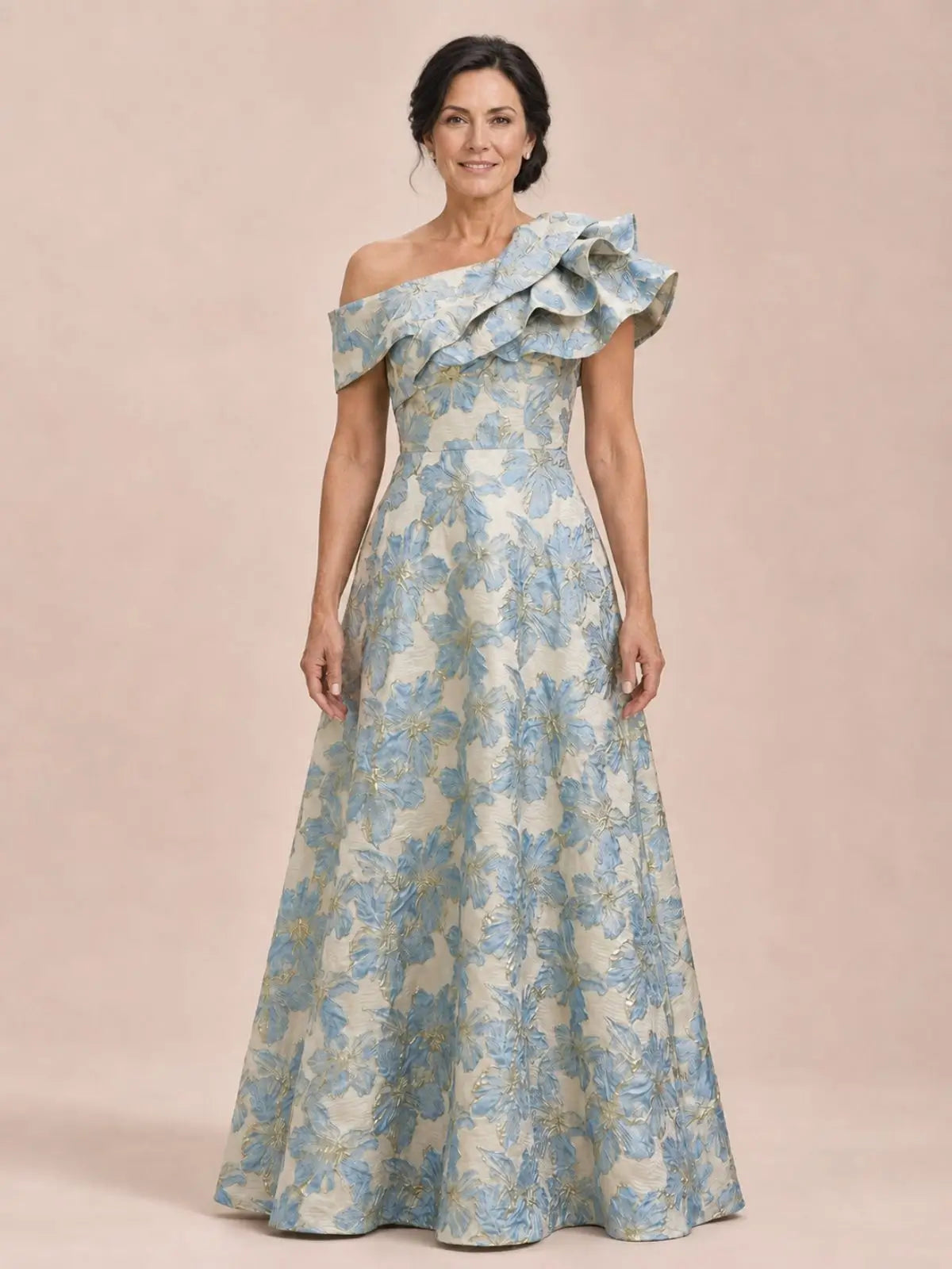 A-Line Mother of the Bride Dress with One-Shoulder Design