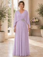 Surplice Neckline Mother of the Bride Dress in Chiffon Fabric