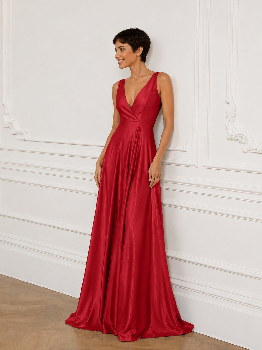 A-line Bridesmaid Dress with Cross-Over Bodice