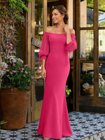 Mermaid Bridesmaid Dress with Puff Sleeves