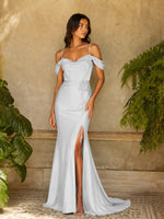 Mermaid Bridesmaid Dress with Tie Waist Sash
