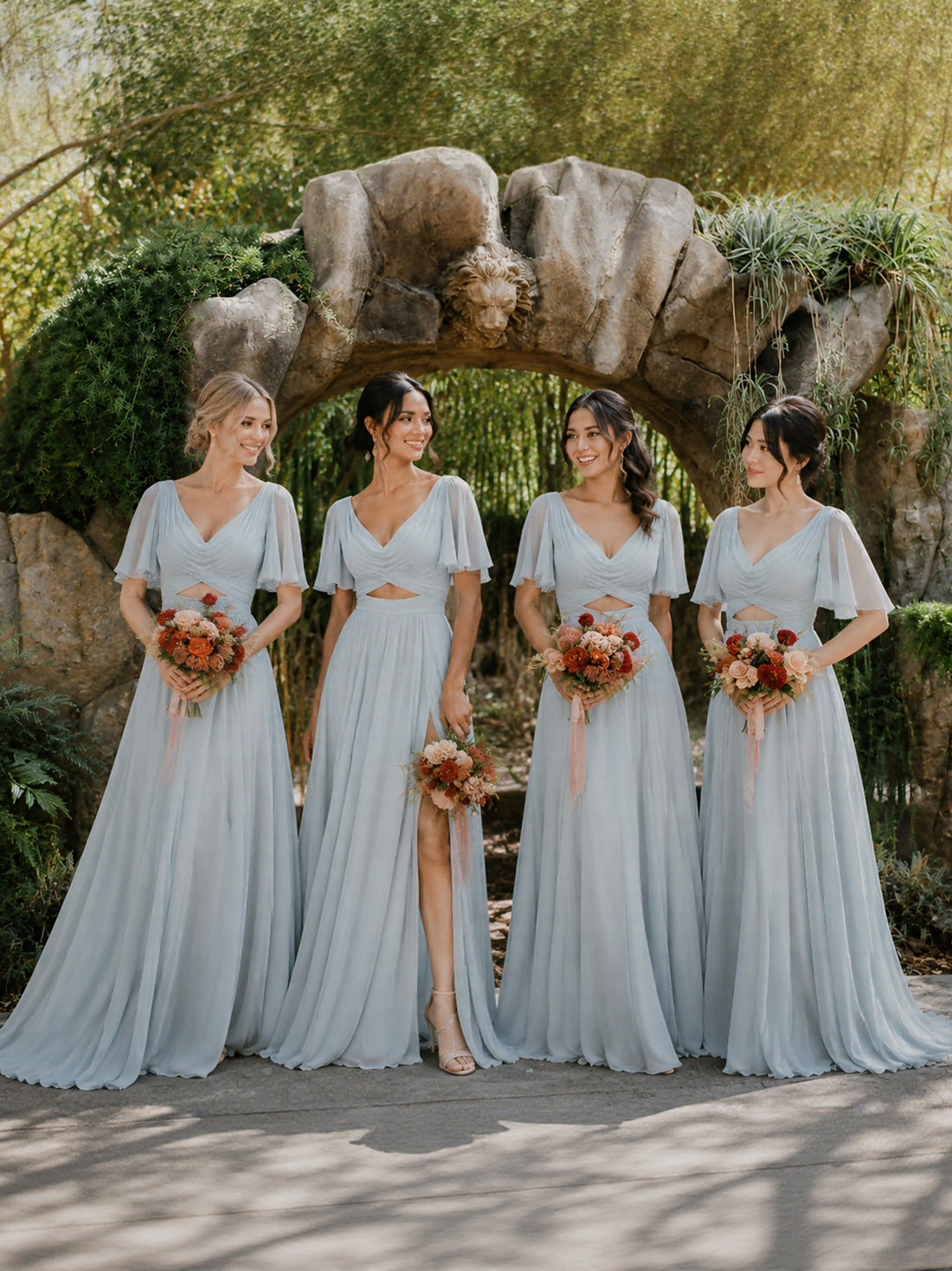 Cowl Neck Bridesmaid Dress with Cut-Out Detail