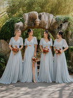 Cowl Neck Bridesmaid Dress with Cut-Out Detail
