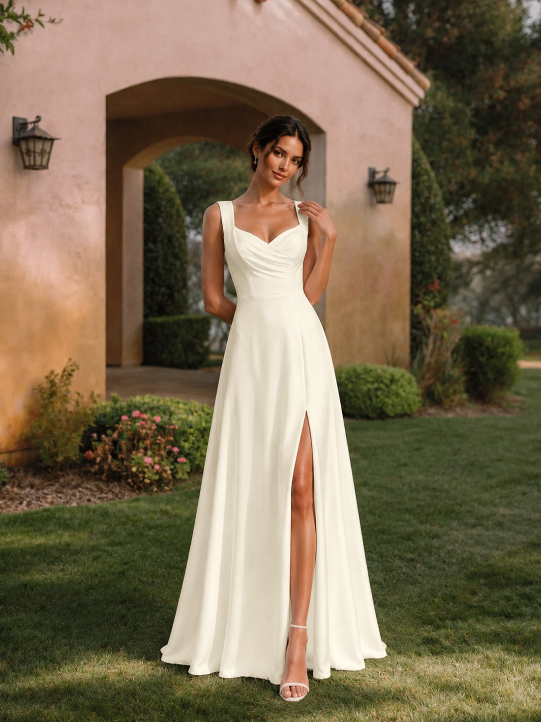 Sweetheart Neckline Bridesmaid Dress with Wide Straps