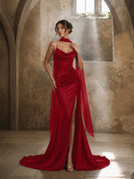 Mermaid Bridesmaid Dress with Neck Scarf
