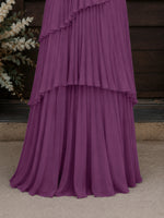 Chiffon Bridesmaid Dress with Cold-Shoulder