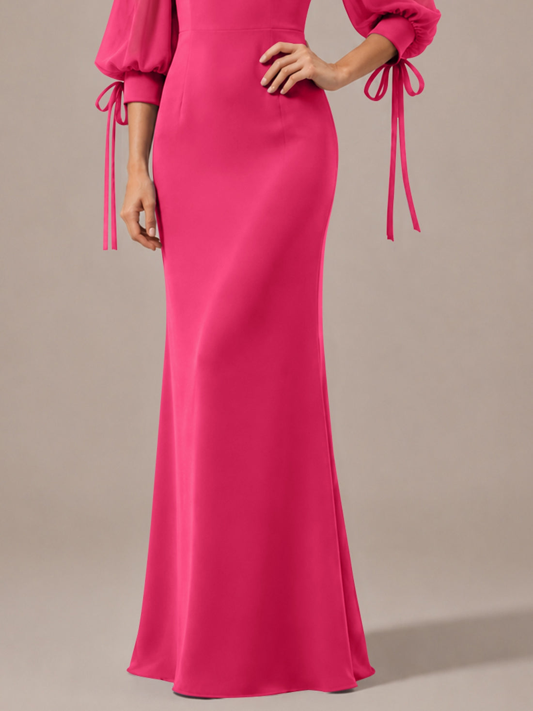 Mermaid Bridesmaid Dress with Puff Sleeves